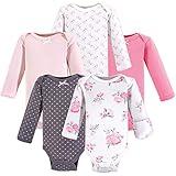 Hudson Baby Unisex Cotton Preemie Bodysuits Basic Pink Floral Long-Sleeve,