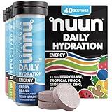 Nuun Hydration Energy Electrolyte Tablets with Caffeine, B Vitamins and Ginseng, Mixed Flavors, 5 Essential Electrolytes for Hydration, Vegan, Non-GMO, 4 Pack (40 Servings)