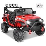 Hikole 24V Kids Electric Vehicles with Parent Remote Control, 24V Ride on Toy car for Boys&Girl, Driving/Reverse. Pedal Accelerate, 400W Battery Power Motors, Red Jeep