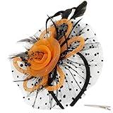 Huachi Fascinators Hats for Women Tea Party Headband Kentuckyi Derbye Hats Fascinator Headpiece Orange & Black