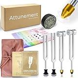 Tuning Forks for Healing Set with 7 Chakras Guide Cards (128Hz, 136.1Hz, 256Hz, 384Hz) – Weighted & Unweighted Premium Tuning Fork Set for Sound Therapy, Meditation, Energy Balancing & Chakra Healing