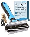 MalsiPree Dog Grooming Brush - 2 in 1 Undercoat Rake and Deshedding Dog Brush for Long and Short Haired Dogs - Dematting Comb and Dog Deshedding Brush for Dogs - Dog Brush for Shedding