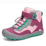 Mishansha Big Boys Girls Outdoor Hiking Boots Teens Anti Collision Non Slip Athletic Ankle Shoes for Trekking Walking Running Purple/Green 2.5 Little_Kid