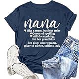 NEWKA Nana Shirt for Women Mothers Day Shirts Most Loved Mimi Tee Tops Blue