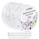 Stretchy String for Bracelets, Cridoz 5 Rolls Clear Elastic String Stretch Cord Jewelry Bead Bracelet String with 2 Pcs Beading Needles for Seed Beads, Pony Beads