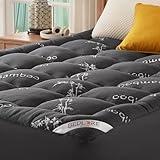 BEDLORE King Mattress Topper Viscose Derived from Bamboo, Thick Pillow Top Mattress Pad with Stretchable Pockets for 6"-18" Mattress, Soft Breathable Mattress Topper for Back Pain Relief(Dark Gray)