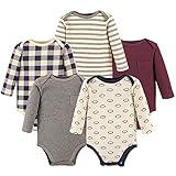 Hudson Baby baby girls Cotton Long-sleeve Bodysuits Bodysuit, Burgundy Football, 6-9 Months US