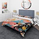 DesignQ Pop Art Bedding Cover Set - Fashion Blue Glam Bed Set with 2 Bedding Shams for Home Bedroom - Beachside Rock Bedding Set - Twin