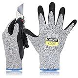 DEX FIT Level 5 Cut Resistant Gloves Cru553, 3D-Comfort Fit, Firm Grip, Thin & Lightweight, Touch-Screen Compatible, Durable, Breathable & Cool, Machine Washable; Grey L (9) 1 Pair