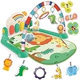 Joryuek Baby Gyms Play Mats, Tummy Time Mat Toys, Infant Play Mat and Activity Gym, Baby Play Piano Gym Mat, Play Mats for Babies Newborns and Toddlers, Baby Activity Mat Toys 0-3-6-12 Months (Green)