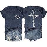 Jesus Christian Shirts Womens Jesus Always Has My Back Tshirt Religious Faith T-Shirt V Neck Inspirational Funny Top Navy Blue