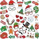 Christmas Photo Booth Props - 37Pcs Christmas Party Decorations, Christmas Games for Adults Family Christmas Party Favors & Supplies, Funny Christmas Photoshoot Props for Photo Backdrop