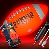 Funvip Football,Rechargeable Glow in The Dark Football for Kids-Size 6 Light Up Football with USB Charging,Gift Box,Ball Bag & Pump - Perfect Outdoor Sports & Birthday Gifts Toys for Boys Aged 7-15