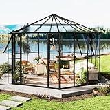 AMERLIFE 12×10×8 ft Hexagonal Outdoor Greenhouse, Aluminum Frame with Quick‑Connectors, 2 Swing Doors, 2 Vents – Walk‑in Garden Structure