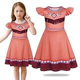 Sukyfecde Girls Native American Costume Kids Indigenous American Indians Cosplay Outfits Pocahontas Princess Dress Up Clothes Size 4t (3-4 Years, Brown)