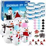 Aneco 12 Pack Christmas Craft Kit Build Snowman DIY Craft Modeling Air Dry Clay Snowman Making Kit Winter Toys Christmas Gift Snowman DIY Craft for Holiday Home Supplies