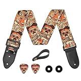 Guitar Strap with Pick Pocket, Genuine Leather Ends Guitar Straps for Bass, Electric & Acoustic Guitar, Free Strap Button & 2 Picks & 2 Strap Locks,Best Gift for Men & Women Guitarists (Desert Yellow)