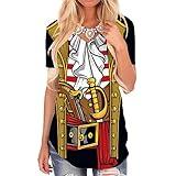 KYKU Black Pirate Costume Women Shirt Funny 3D Pattern Pirates Tshirt V Neck