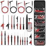 Linkstyle 25PCS Multimeter Test Leads Kit with Replaceable Wire Piercing Probes, Alligator Clips, Test Hook Clips, Tweezer for Digital Electrical Multimeter Testing