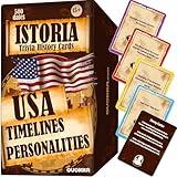 QUOKKA USA History & Personality Board Card Game - Istoria 500 Trivia Cards Double-Sided Deck - Fun Educational Trivia Games for Adults, Family and Friends - Ages 15+ Games for Family Game Night