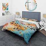 DesignQ Pop Art Bedding Cover Set - Fashion Blue Glam Bed Set with 2 Bedding Shams for Home Bedroom - Beachside Rock Bedding Set - King