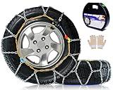 Snow-Chains Auto Fixing 1 Min Quick Fit Easy Installation Tire-Chains, Portable Reusable Universal Emergency Tire Traction Chain for Passenger Car, Pickup Trucks and SUV - Set of 2