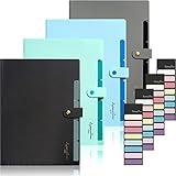 Sooez 4 Pack Expanding Filer Folders, 5 Pocket Accordion Cute File Folder with Labels, Premium Portable Expandable Organizer for Documents, for School Office