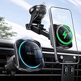 CHGeek for 15W Magsafe Car Mount Charger, Wireless Car Charger Magnetic Car Phone Holder Mount Fit iPhone 16 15 14 13 12 Magsafe Case, Vent/Windshield/Dash Phone Mount Holder Fast Cooling Charger