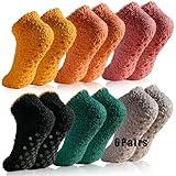 jeuhut Women Fuzzy Grip Socks Soft Cozy Fluffy Slipper Socks with Grips Winter Warm Non Slip Socks Christmas Gifts for Women(6-s)