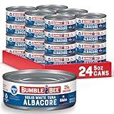 Bumble Bee Solid White Albacore Tuna in Water, 5 oz Can (Pack of 24) - Wild Caught Tuna - 29g Protein per Serving, High in Omega-3s - Non-GMO Project Verified, Gluten Free, Kosher