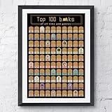 EIHFHIE Top 100 Books Scratch off Poster, Book Lovers Gifts Posters, A Lifetime of Must-Read Lists, Perfect Christmas Gifts for Book Lovers - Easy to Frame (24''x16'')