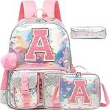 Meetbelify Backpack for Girls Backpack with Lunch Box Pencil Case for Elementary Student Kids School Bag for Girls Ages 6-8 Years Old Pink A