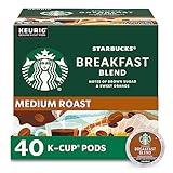 Starbucks K-Cup Coffee Pods, Medium Roast, Breakfast Blend for Keurig Brewers, 100% Arabica, 1 Box (40 Pods)