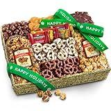 A Gift Inside Happy Holidays Chocolate Caramel and Crunch Grand Gift Basket