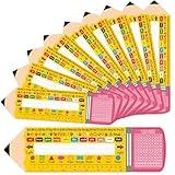 Chunnin 40Pcs Pencil Name Tags Desktop Reference Name Plates for School Classroom Decor Student Desks Name Tags with Rule Shapes Numbers and Alphabet Kindergarten Preschool First Grade