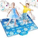 Joyvalley Kids Dance Mat Toys - 2-Player Dance Pad Gifts for Girls Boys Toddlers 3 4 5 6 7 8 9 + Year Old Electronic Dancing Mat Floor Games Toy with Music Light Christmas Birthday Gift (Frozen Blue)