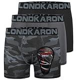 Londkaron 3-Pack Youth Boys Stretch Boxer Briefs w/Soft Protective Cup, Elite Boxer Jock for Baseball & Football (Medium, Black/Grey/Camo)