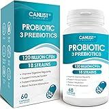 CANLIST Probiotics 120 Billion CFUs 18 Strains, 3 Prebiotics & Digestive Enzymes for Men Women,Digestive & Immune Support,Shelf Stable Non-GMO 60 Vegetarian Capsules