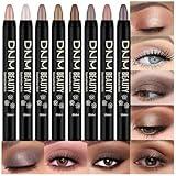 evpct 8Pcs Cream Eye Shadow Brightener Sticks Set for Eyes, Champagne Pearl Taupe Bronze Cocoa Stone Putty Smoky Amethyst Shimmer Matte Pencil Eye shadow Applicator Stick Palette Makeup Waterproof 03