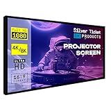 Silver Ticket Products STR Series 6 Piece Home Theater Fixed Frame 4K / 8K Ultra HD, HDTV, HDR & Active 3D Movie Projection Screen, 16:9 Format, 150" Diagonal, High Contrast Material STR-169150-HC