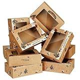 12 Packs Christmas Cookie Boxes, 8.6 * 6 * 2.7in Cookie Boxes, Cookie Boxes for Gift Giving, 2 Styles Brown Bakery Boxes with Window, Treat Boxes for Christmas, Valentine'S Day, and Birthday Parties