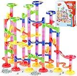 Gifts2U Marble Run Toy, 130Pcs Educational Construction Maze Block Toy Set with Glass Marbles for Kids and Parent-Child Game