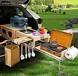 SHIWAGIN Overland Kitchen Slide-Out System, All-in-One Camp Kitchen Box with Sink, Chopping and Cooking Features, Folding Camping Table for SUV, Overlanding & Car Camping, Quick 1-Minute Setup