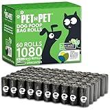 Pet N Pet 1080 Counts Black Poop Bags for Dogs, 38% Plant Based & 62% PE Extra Thick Dog Poop Bags Rolls, 9" x 13" Unscented Dog Bags for Poop, Doggie Poop Bags, Cat Poop Bags, Pet Waste Bags