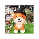 COMIN 4 FT Halloween Inflatables Dog Outdoor Decorations Blow Up Yard Wizard Shiba Inu Dog with Built-in LEDs for Indoor Party Garden Lawn Decor