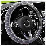 Fuzzy Steering Wheel Cover for Car,Comfortable & Warm Steering Wheel Protector for Car Decorations,Universal 15 Inch Steering Wheel Covers Car Interior Accessories for Women & Men (Gray)