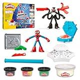Play-Doh Marvel Spider-Man Launch & Slice Battle Playset with 2 Bendy Action Figures and 7 Accessories, Imagination Toys for Boys & Girls 4 Years & Up