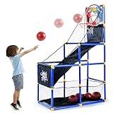 JOYIN Arcade Basketball Game Set with 4 Balls and Hoop for Kids 3 to 12 Years Old Indoor Outdoor Sport Play - Easy Set Up - Air Pump Included - Ideal for Competition