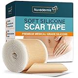 NUVADERMIS Silicone Scar Tape for Surgical Scars - 120" x 1.5" Roll - Extra Long Medical Grade Silicone Scar Tape for C-Section, Tummy Tuck, Keloid, and Surgical Scars - Reusable Tape Strips - 1 Pack