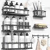 YASONIC Shower Caddy, 6 Pack Large Capacity shower Organizer with Soap Holder and 12 Hooks, Rustproof Shower Shelves for Inside Shower, No Drilling&Sleek Bathroom Organizers and Storage